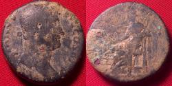 Ancient Coins - HADRIAN AE as. MULE using reverse for Sabina, Vesta seated left.