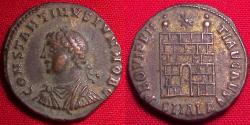 Ancient Coins - CONSTANTINE II CAESAR AE3 silvered follis. City gates of Alexandria