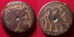 Ancient Coins - PTOLEMY IX & PTOLEMY X AE '40 drachms' (obol). Two eagles. 113-81 BC