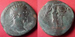 Ancient Coins - MARCUS AURELIUS AE sestertius. Victoria standing, setting inscribed shield on palm tree. VIC PAR