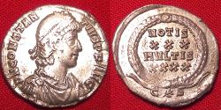 Ancient Coins - CONSTANTIUS II AR silver siliqua. Constantinople, palm branch in exergue. Vows in wreath.