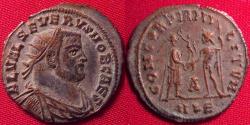 Ancient Coins - SEVERUS II CAESAR AE post-reform radiate fraction. ALEXANDRIA mint, CONCORDIA MILITVM. Very scarce.
