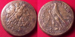 Ancient Coins - PTOLEMY III EUERGETES 35mm triobol. Eagle standing, Chi-Ro between legs.