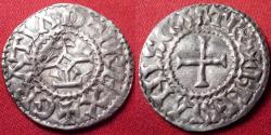 Ancient Coins - KING CHARLES THE BALD AR silver denier. King of West Francia. Monogram of Charlemagne. Blois mint, 840-877 AD