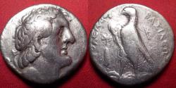 Ancient Coins - PTOLEMY II PHILADELPHOS AR silver tetradrachm. Tyre, regnal year 22 (264-263 BC). Eagle on thunderbolt