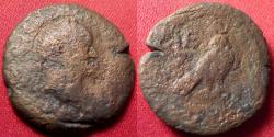 Ancient Coins - VESPASIAN AE obol. Alexandria, 73-73 AD. Falcon or hawk wearing skhent crown. Scarce.