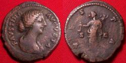 Ancient Coins - FAUSTINA II JUNIOR AE as. Rome Vesta standing left, holding simpulum & Palladium.