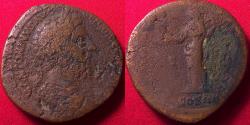 Ancient Coins - MARCUS AURELIUS AE sestertius. 175-176 AD. Clementia standing