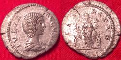 Ancient Coins - JULIA DOMNA AR silver denarius. Hilaritas standing, two children at her sides.