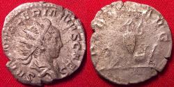 Ancient Coins - SALONINUS AR silver antoninianus. PIETAS AVG, Sacrificial implements.