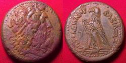Ancient Coins - PTOLEMY III EUERGETES 35mm triobol. Eagle standing, Chi-Ro between legs.