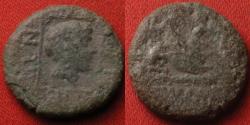 Ancient Coins - ABDERA, THRACE AE 15mm. 350-323 BC. Head of Apollo within linear square, Griffin lying on club.