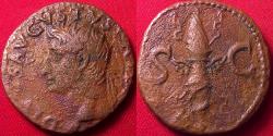 Ancient Coins - DIVUS AUGUSTUS AE as. Struck under Tiberius. 34-37 AD. Winged thunderbolt between SC