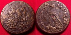 Ancient Coins - PTOLEMY III EUERGETES 35mm triobol. Eagle standing, Chi-Ro between legs.