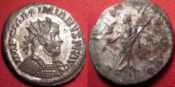 Ancient Coins - MAXIMIANUS AE silvered antoninianus. Lugdunum mint, 291 AD. Pax standing.