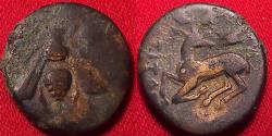 Ancient Coins - EPHESUS, IONIA AE 15mm. Bee with straight wings / Stag kneeling, astragalos above.