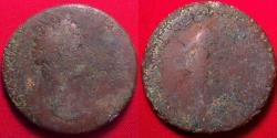 Ancient Coins - NERVA AE sestertius. Fortuna standing, holding rudder & cornucopia.