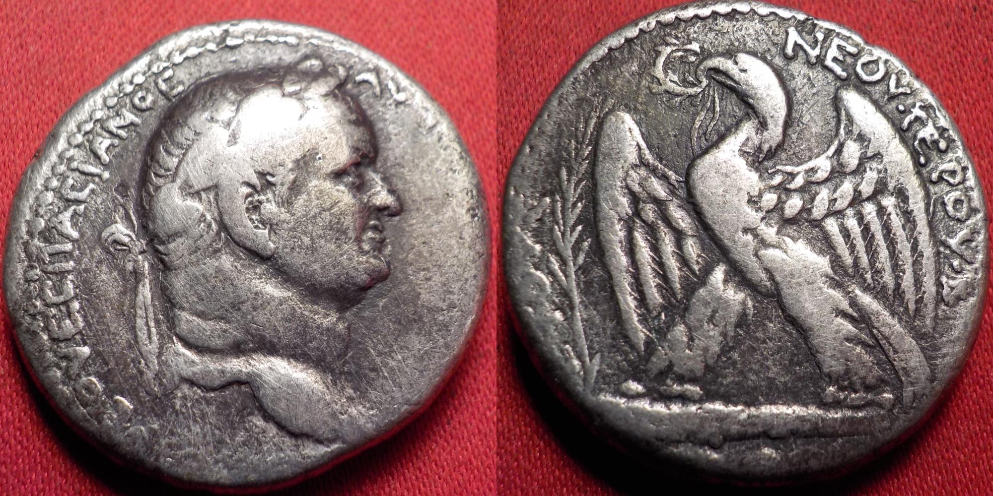 VESPASIAN AR silver tetradrachm. Antioch, 69-70 AD. Eagle on VESPASIAN AR silver tetradrachm. Antioch, 69-70 AD. Eagle on