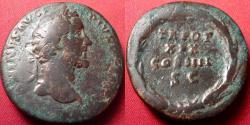 Ancient Coins - ANTONINUS PIUS AE sestertius. Legend in wreath, 155-156 AD. Extremely rare, not in the standard references.