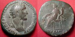Ancient Coins - ANTONINUS PIUS AE sestertius. Annona seated left, holding corn ears over modius