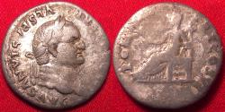 Ancient Coins - VESPASIAN AR silver denarius. Pax seated left, holding branch. 75-76 AD