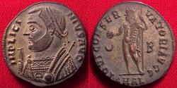 Ancient Coins - LICINIUS I AUGUSTUS silvered follis. Alexandria. Jupiter standing. Nice golden toned silvering.