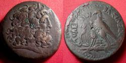 Ancient Coins - PTOLEMY IV PHILOPATOR AE 33mm hemidrachm. Eagle on thunderbolt, SE below. 37.3 grams.