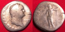 Ancient Coins - TITUS CAESAR AR silver denarius. IOVIS CUSTOS, Jupiter sacrificing over altar.