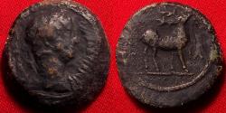 Ancient Coins - HADRIAN AE obol. Alexandria, 126-127 AD. Stag standing. Scarce