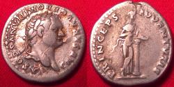 Ancient Coins - DOMITIAN, as Caesar under Vespasian, AR silver denarius. Prince of the Youth, Salus leaning on column