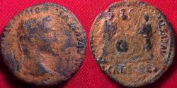 Ancient Coins - AUGUSTUS fouree denarius. Caius & Lucius Caesars standing, shields & spears between, lituus and simpulum.