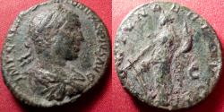 Ancient Coins - ELAGABALUS AE as. Fortuna standing, holding rudder & cornucopia. Scarce