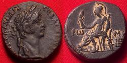 Ancient Coins - NERO AR billon tetradrachm. Alexandria. Roma seated left. Very rare.
