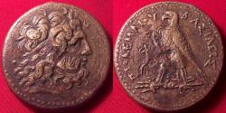 Ancient Coins - PTOLEMY IV PHILOPATOR AE 35mm triobol. 30 grams. Eagle standing, DI between legs