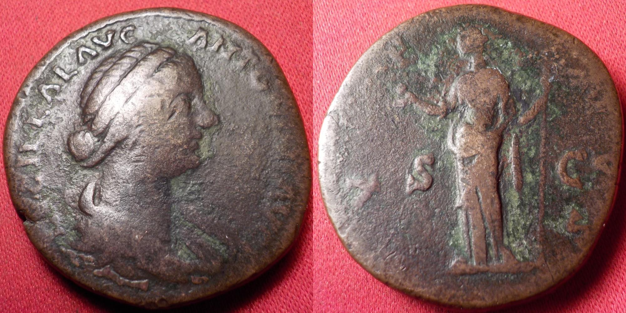 LUCILLA AE sestertius. VENUS standing, holding apple & scepter