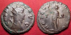 Ancient Coins - GALLIENUS AE silvered antoninianus. AETERNITAS AVG, Sol standing, hand raised, holding globe.