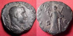 Ancient Coins - VOLUSIAN AE sestertius. FELICITAS PUBLICA, Felicitas leaning on column