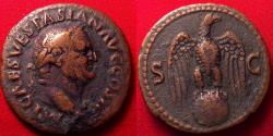 Ancient Coins - VESPASIAN AE as. Eagle perched atop globe, wings spread. Rome