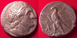 Ancient Coins - PTOLEMY II PHILADELPHOS AR silver tetradrachm. Tyre, dated series, year 26 (260-259 BC). Eagle on thunderbolt
