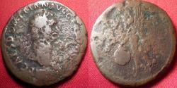Ancient Coins - DOMITIAN AE as. Victory advancing, holding shield inscribed with SPQR. Scarce.