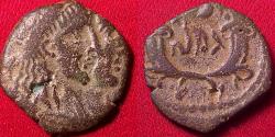 Ancient Coins - ARETAS IV & SHAQILAT AE unit. Nabatean Kingdom, 20-40 AD. Crossed cornucopiae