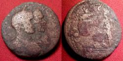 Ancient Coins - PHILIP I & PHILIP II AE 24mm. Neapolis, Samaria, Judaea. Turreted city goddess (Tyche?) holding scepter with Mount Gerizim and temple complex atop. Very rare.