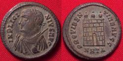 Ancient Coins - LICINIUS I AE3 follis. Heraclea mint, city gates of Heraclea. Three turrets, left facing bust in imperial mantle.