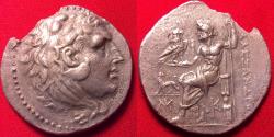 Ancient Coins - ALEXANDER III THE GREAT AR silver tetradrachm. Miletos, 190-165 BC. Zeus seated, lion in left field