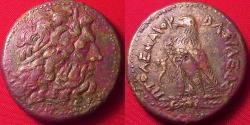Ancient Coins - PTOLEMY III EUERGETES 34mm triobol. Eagle standing, Chi-Ro between legs.