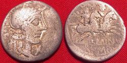 Ancient Coins - Q MINUCIUS RUFUS AR silver denarius. The Dioscuri riding right.