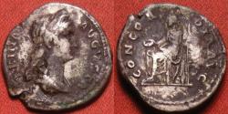 Ancient Coins - SABINA AR silver denarius. Concordia seated, holding patera & scepter.