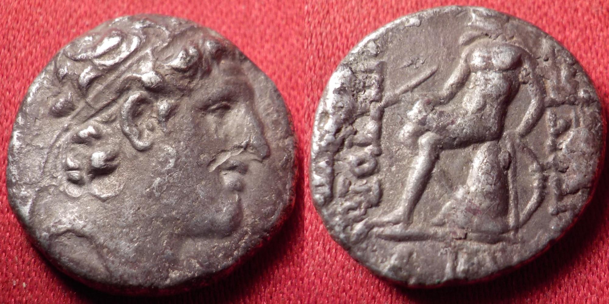 ALEXANDER I BALAS AR silver drachm. 150-149 BC. Apollo seated.