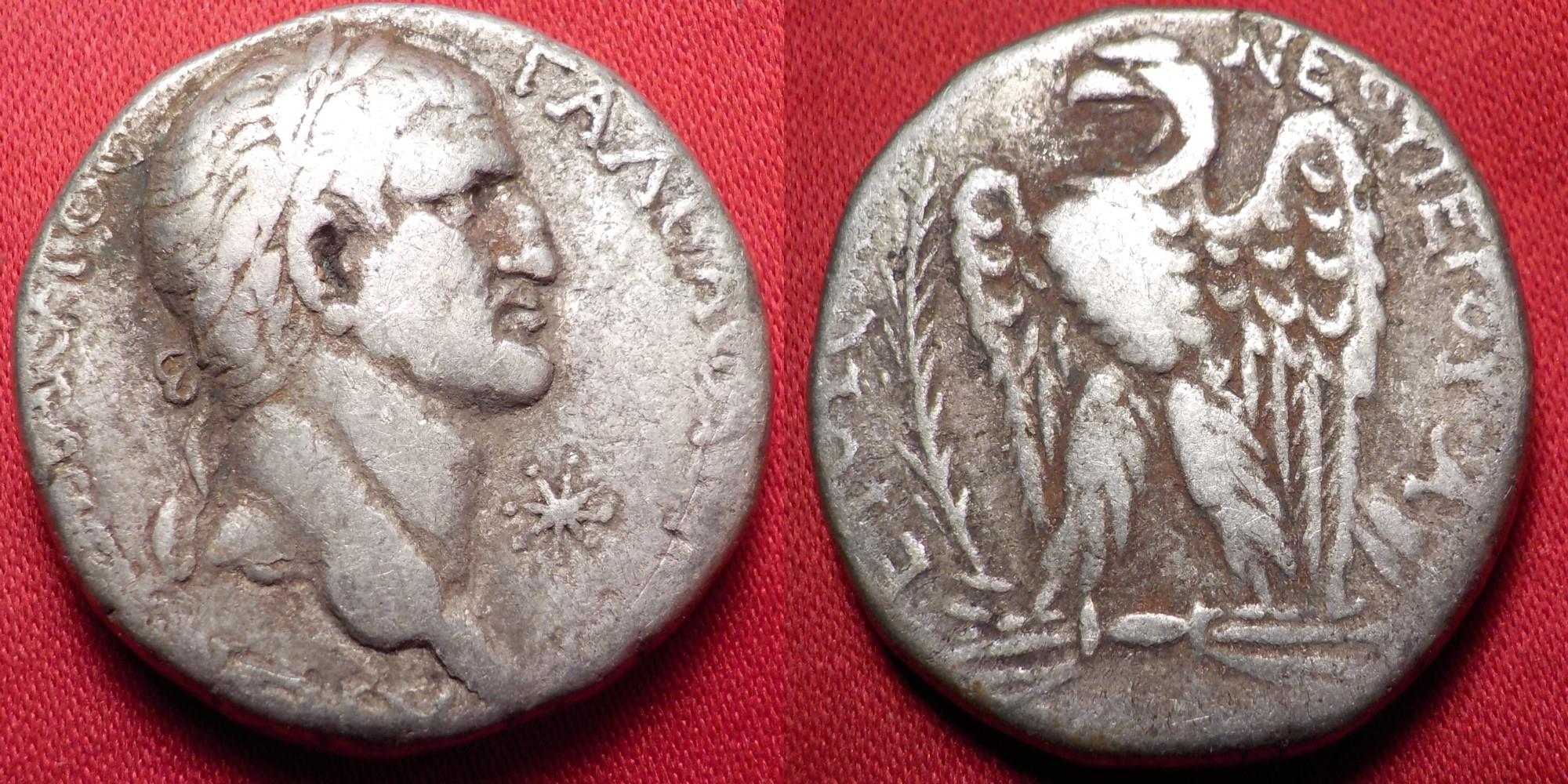 GALBA AR silver tetradrachm. Struck at Antioch. Eagle on thunderbolt
