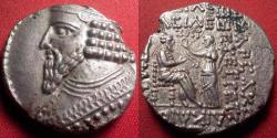 Ancient Coins - GOTARZES II AR silver tetradrachm. Seleukeia on the Tigris, 46 AD. Gotarzes receiving diadem from Tyche
